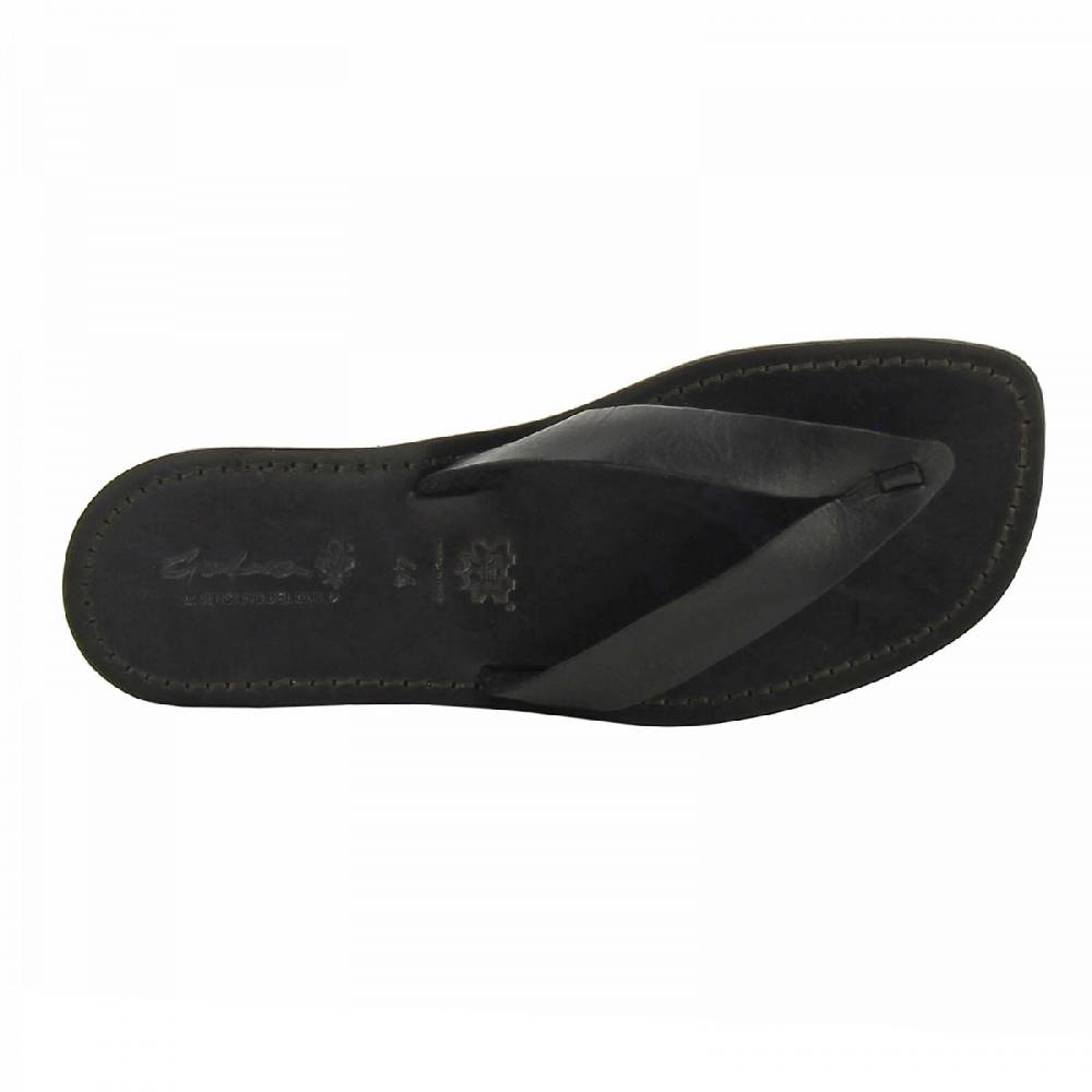 Lartigiano Del Cuoio Infradito Uomo In Pelle Nero Realizzati A Mano In Italia