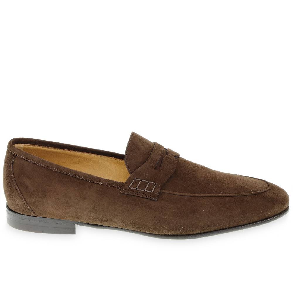 Lartigiano Del Cuoio Mocassino College In Camoscio Marrone Fatto A Mano Da Fratelli Borgioli