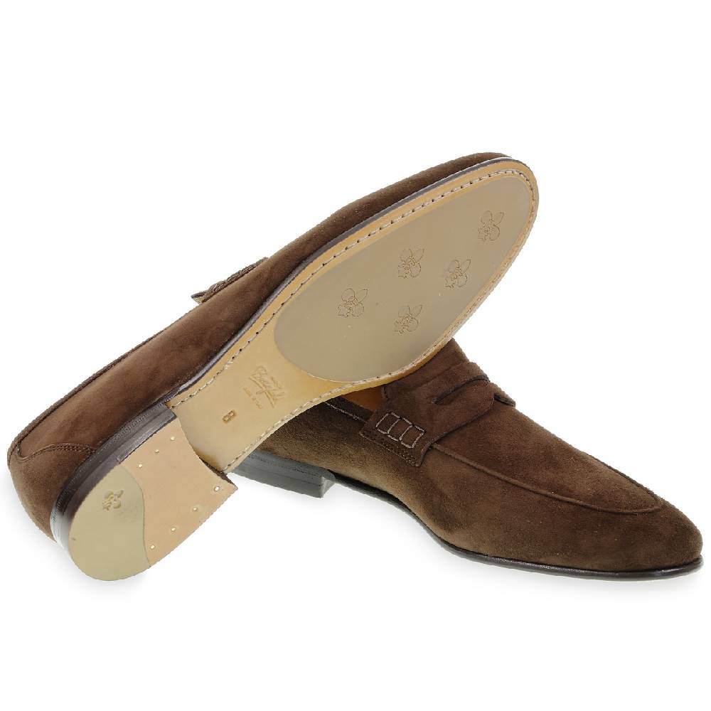 Lartigiano Del Cuoio Mocassino College In Camoscio Marrone Fatto A Mano Da Fratelli Borgioli