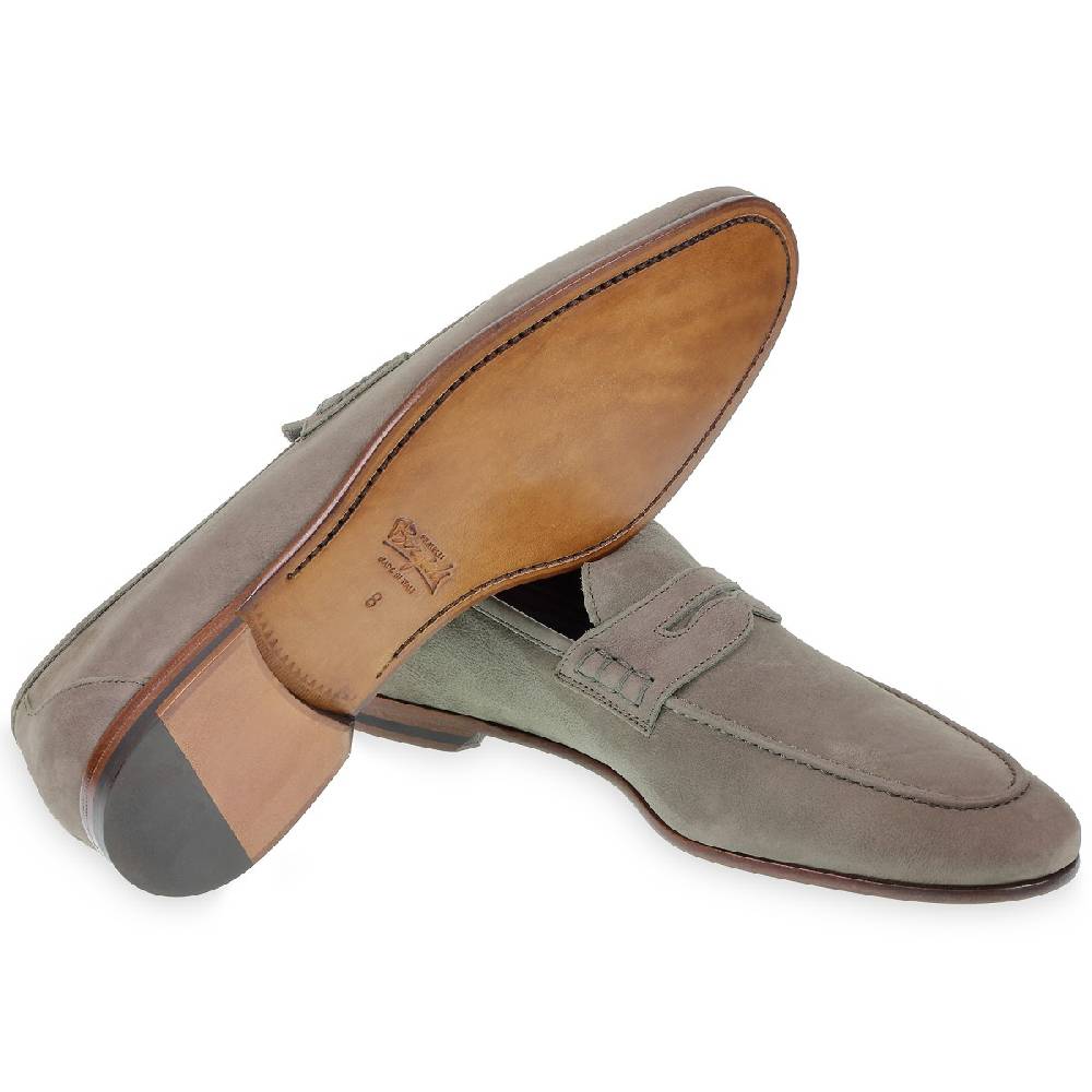 Lartigiano Del Cuoio Mocassino College In Pelle Nabuccata Grigia Fatto A Mano Da Fratelli Borgioli