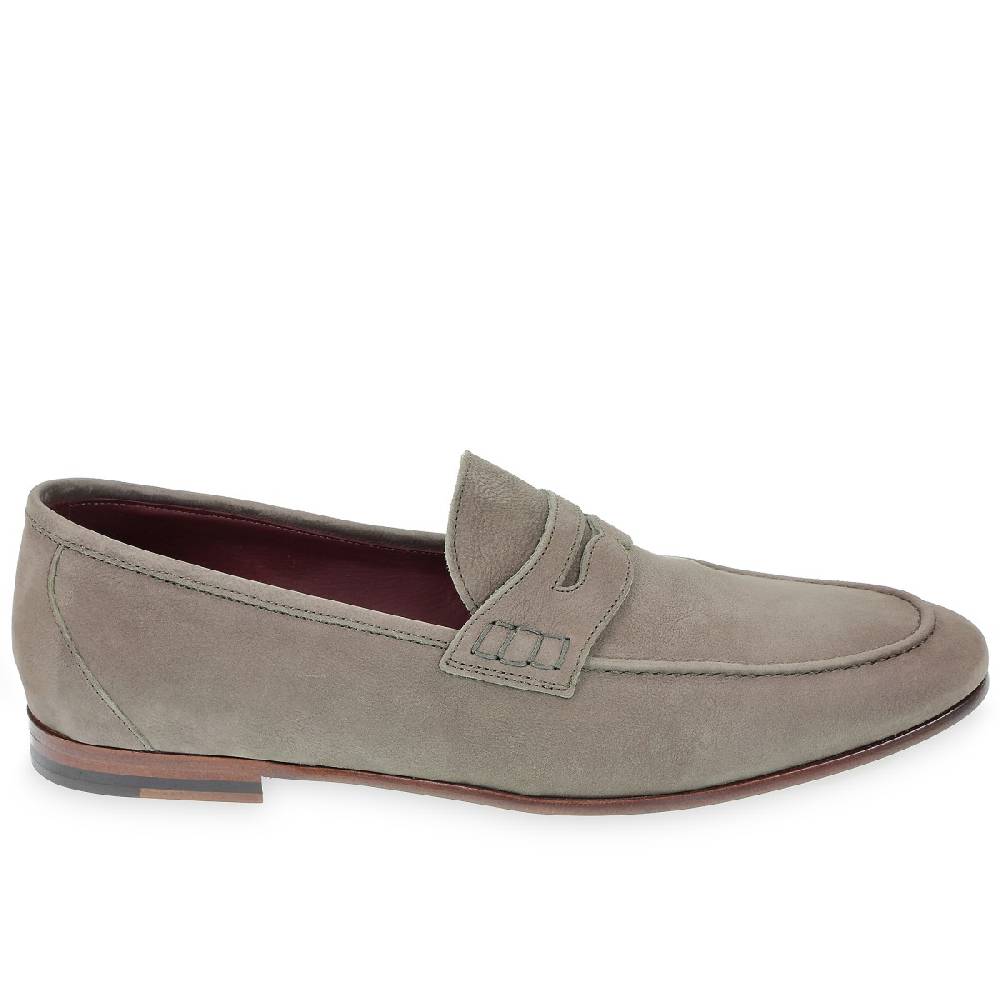 Lartigiano Del Cuoio Mocassino college in pelle nabuccata grigia fatto a mano da Fratelli Borgioli