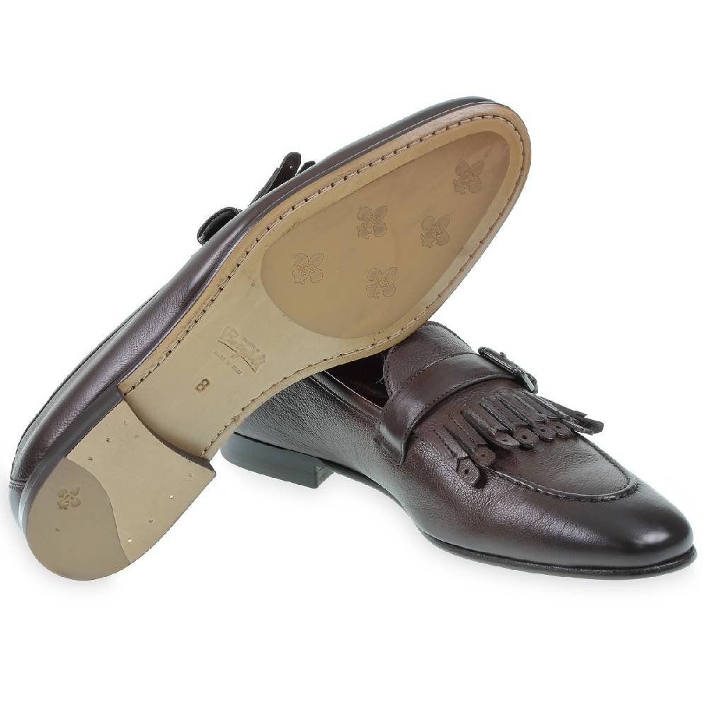 Lartigiano Del Cuoio Mocassino Con La Frangia In Vitello Morbido Marrone - Fratelli Borgioli