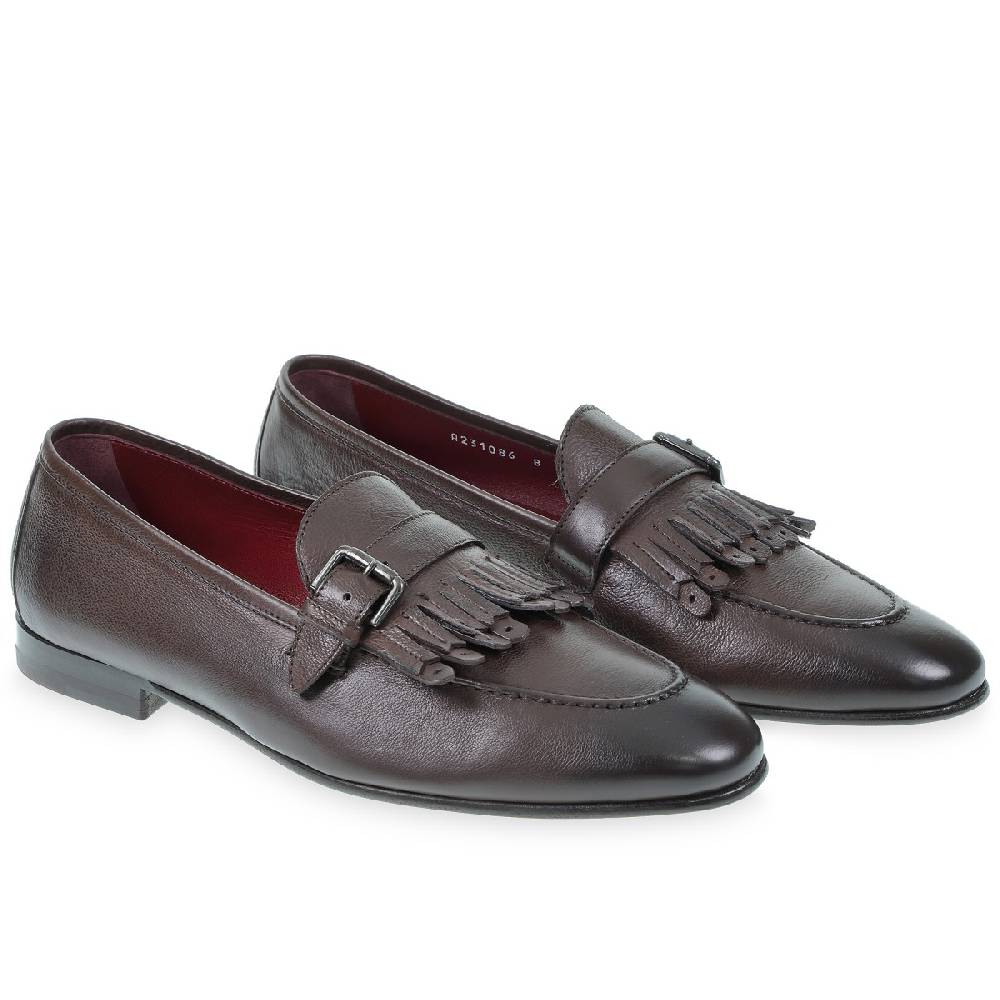 Lartigiano Del Cuoio Mocassino con la frangia in vitello morbido marrone - Fratelli Borgioli