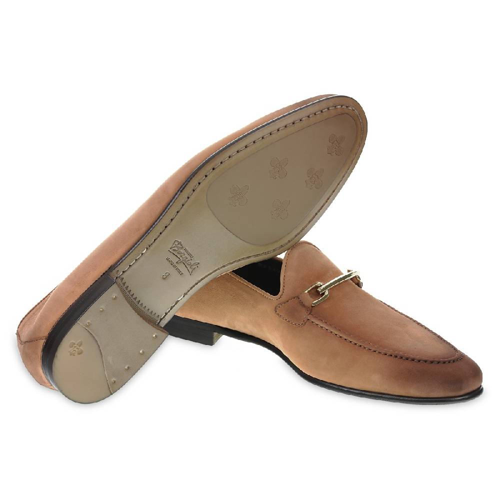 Lartigiano Del Cuoio Mocassino In Pelle Nabuccata Con Passante In Metallo Dorato