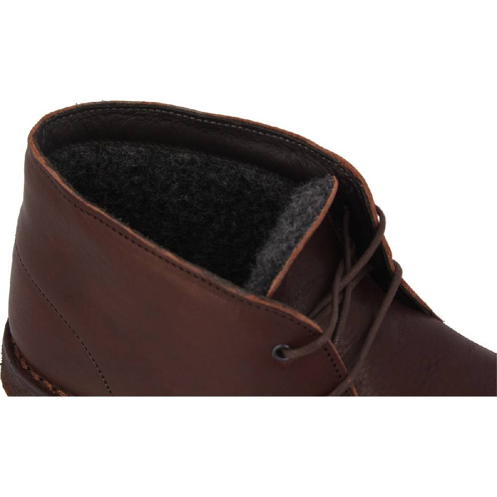 Lartigiano Del Cuoio Polacchine Da Donna In Pelle Marrone Scuro Con Fodera Invernale