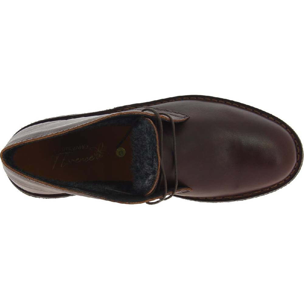 Lartigiano Del Cuoio Polacchine Da Uomo In Pelle Marrone Scuro Con Fodera Invernale