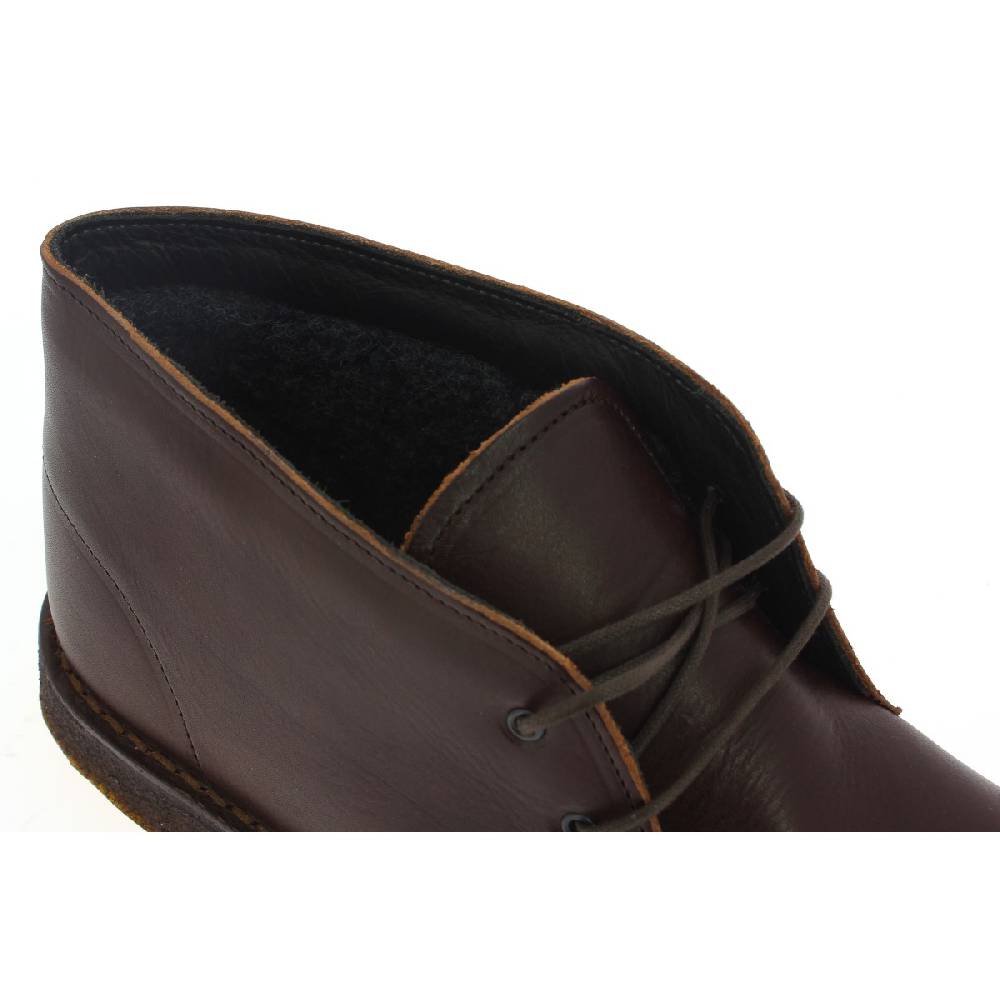 Lartigiano Del Cuoio Polacchine Da Uomo In Pelle Marrone Scuro Con Fodera Invernale