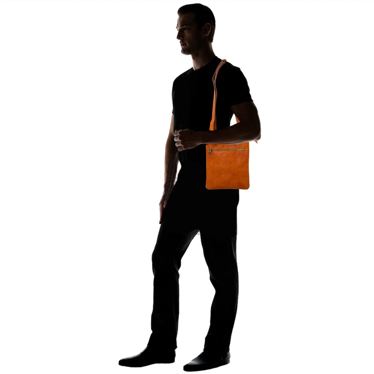 Lartigiano Del Cuoio Postina In Vera Pelle Di Vitello Color Cuoio Fatta A Mano In Italia