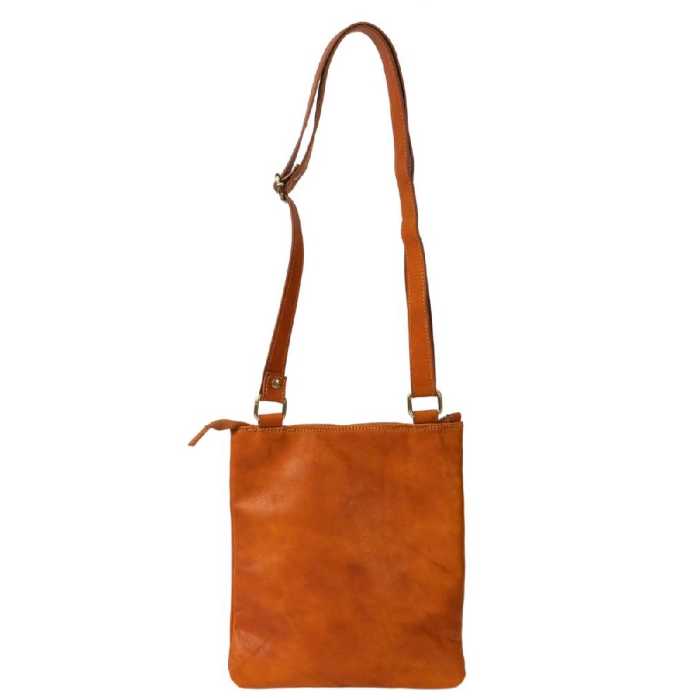 Lartigiano Del Cuoio Postina In Vera Pelle Di Vitello Color Cuoio Fatta A Mano In Italia