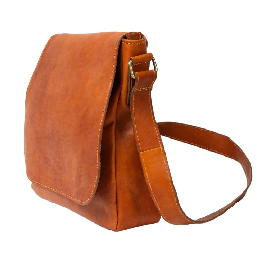 Lartigiano Del Cuoio Postina Uomo In Pelle Di Vitello Color Cuoio 100% Fatto A Mano