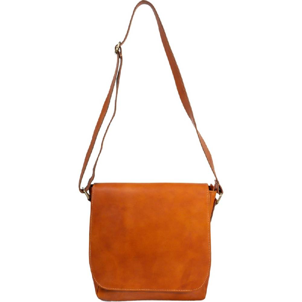 Lartigiano Del Cuoio Postina Uomo In Pelle Di Vitello Color Cuoio 100% Fatto A Mano