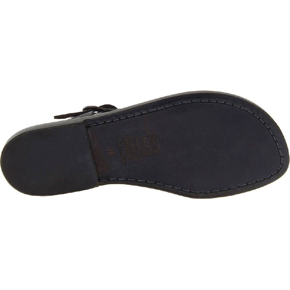 Lartigiano Del Cuoio Sandali Alla Francescana Donna In Pelle Nera Artigianali