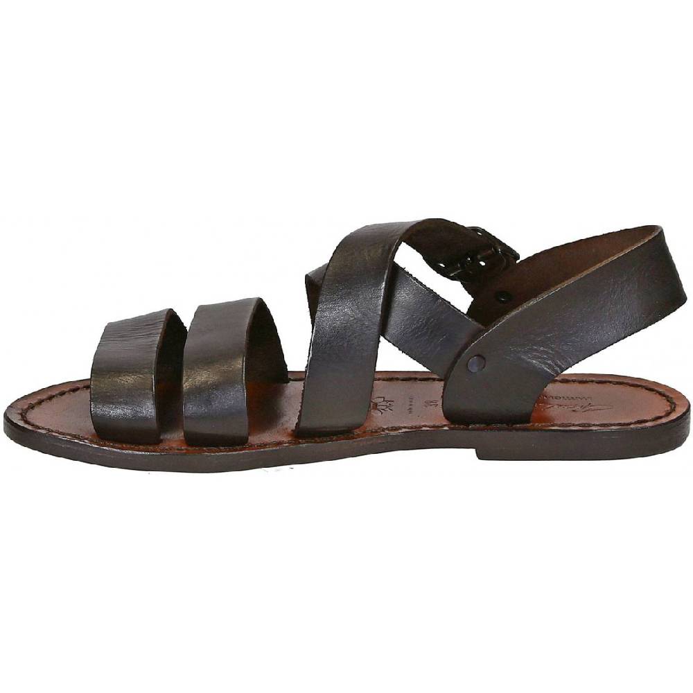 Lartigiano Del Cuoio Sandali Alla Francescana Donna In Pelle Testa Di Moro Artigianali