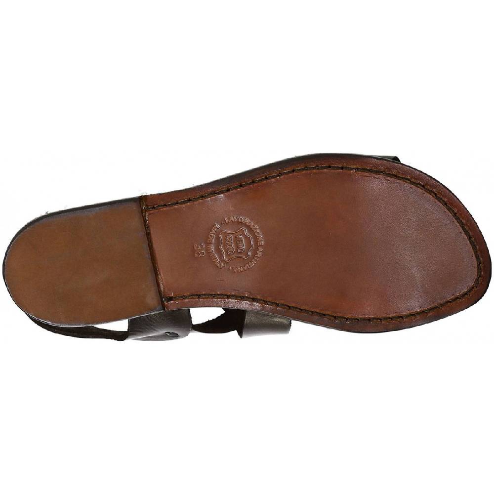 Lartigiano Del Cuoio Sandali Alla Francescana Donna In Pelle Testa Di Moro Artigianali