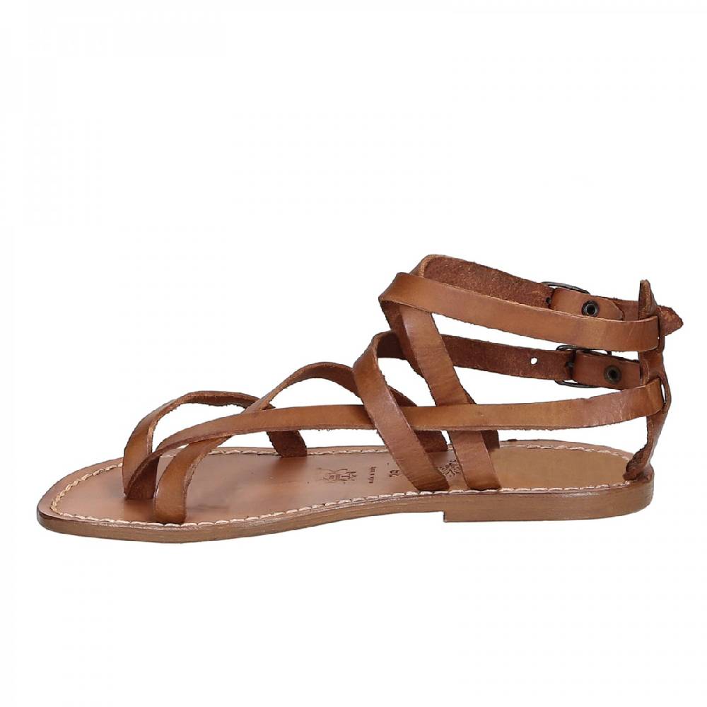 Lartigiano Del Cuoio Sandali Alla Schiava Artigianali In Pelle Color Cuoio
