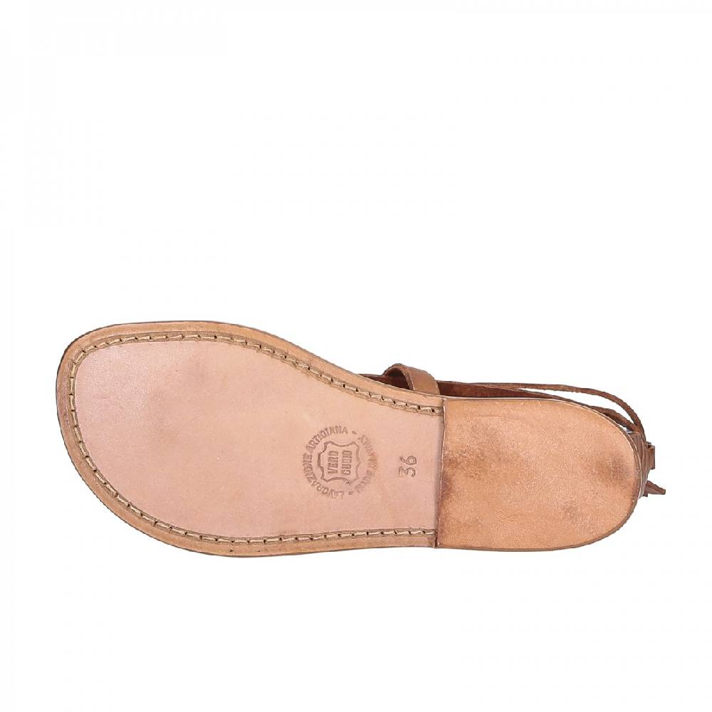 Lartigiano Del Cuoio Sandali Alla Schiava Artigianali In Pelle Color Cuoio
