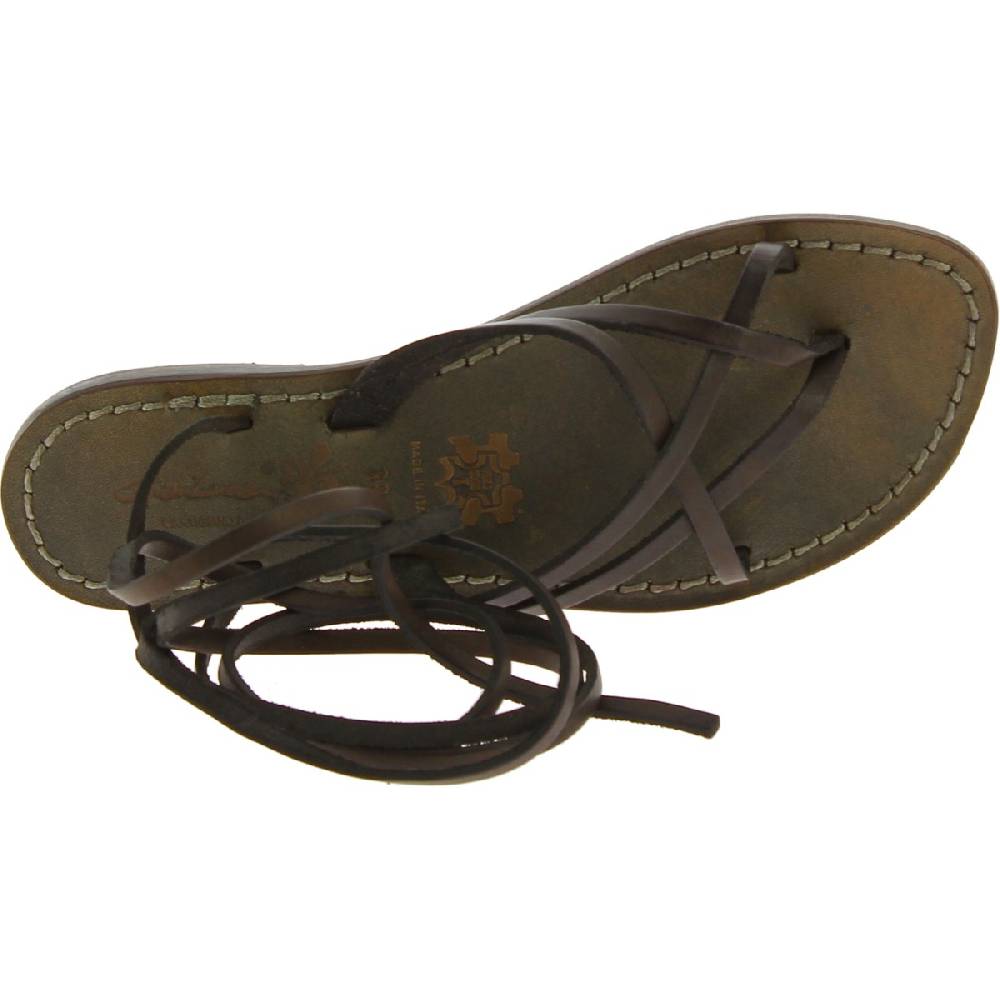 Lartigiano Del Cuoio Sandali Alla Schiava Artigianali In Pelle Color Fango