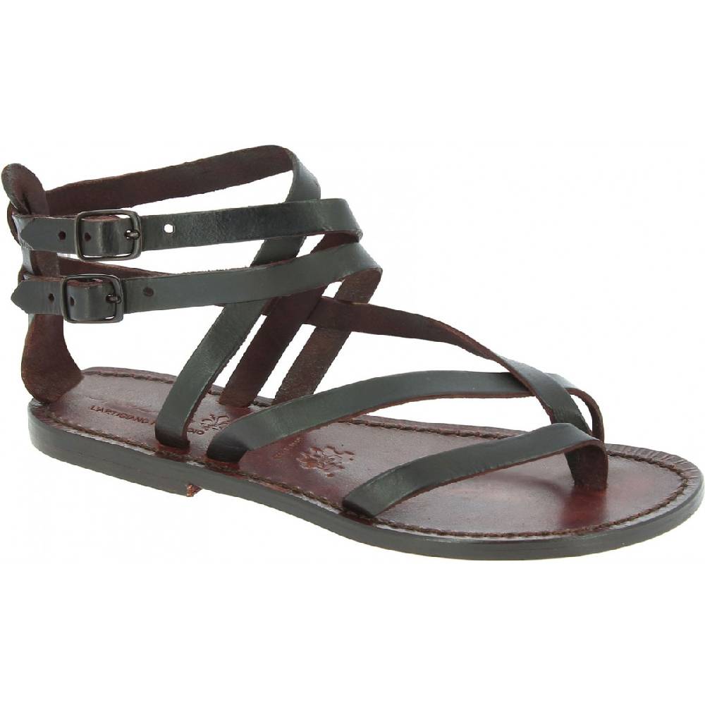 Lartigiano Del Cuoio Sandali alla schiava artigianali in pelle marrone