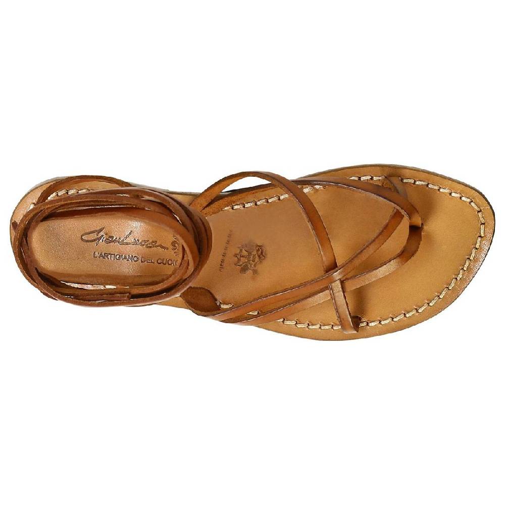 Lartigiano Del Cuoio Sandali Alla Schiava Donna Artigianali In Pelle Color Cuoio Antico