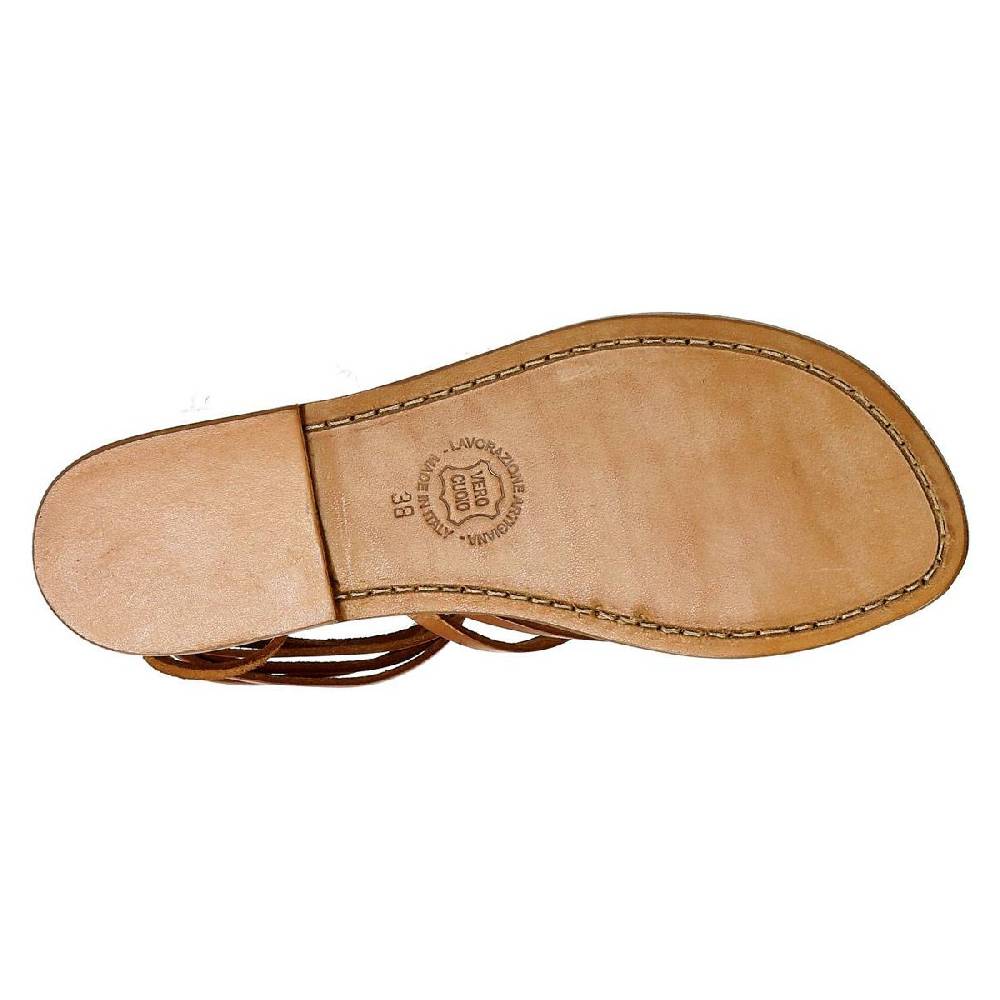 Lartigiano Del Cuoio Sandali Alla Schiava Donna Artigianali In Pelle Color Cuoio Antico