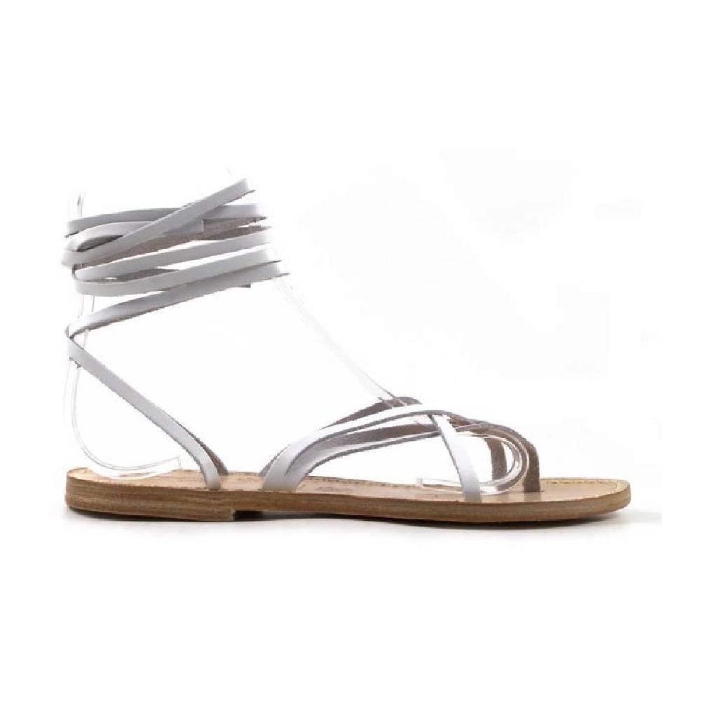 Lartigiano Del Cuoio Sandali Alla Schiava Fatti A Mano In Italia In Pelle Bianco