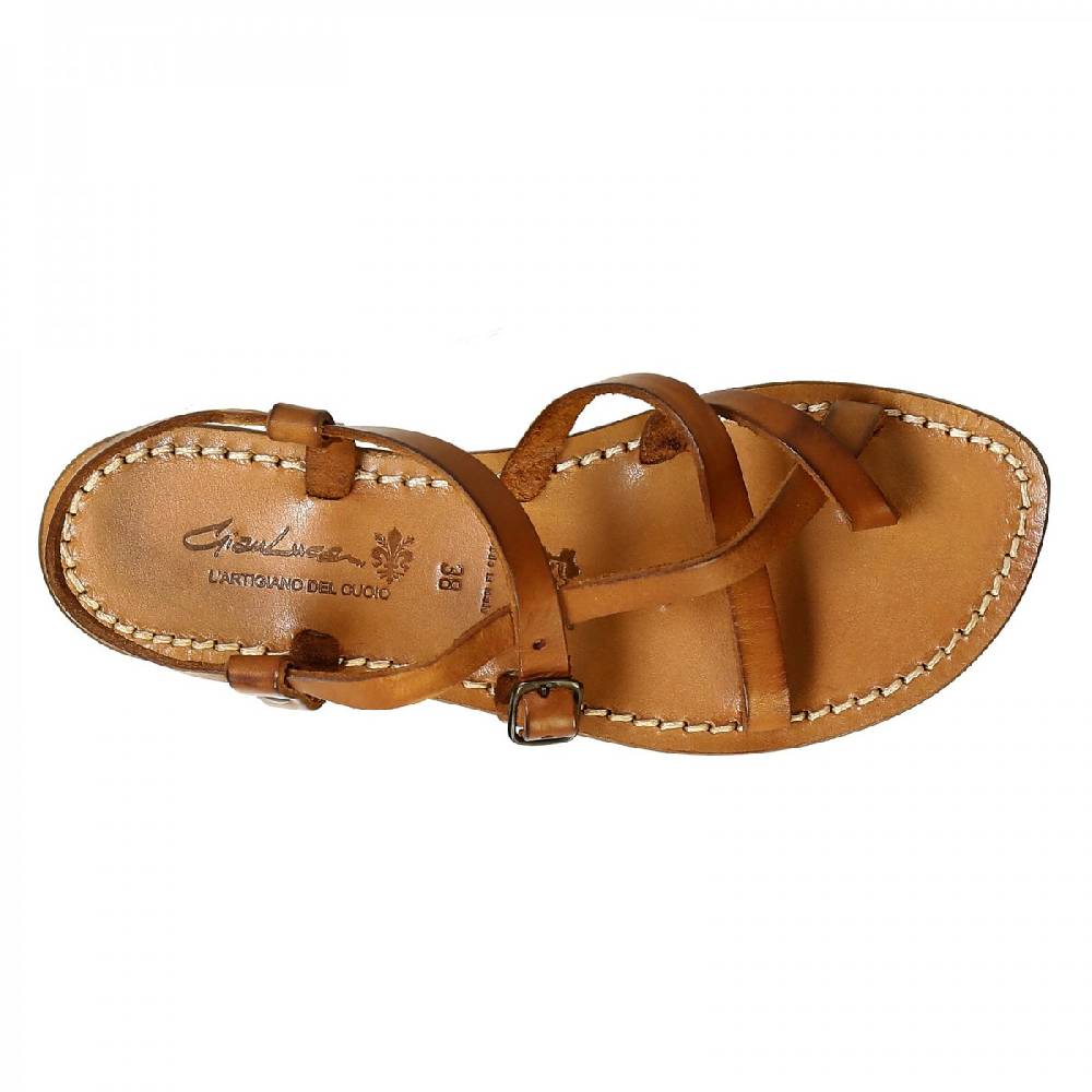 Lartigiano Del Cuoio Sandali Alla Schiava Fatti A Mano In Pelle Color Cuoio Antico