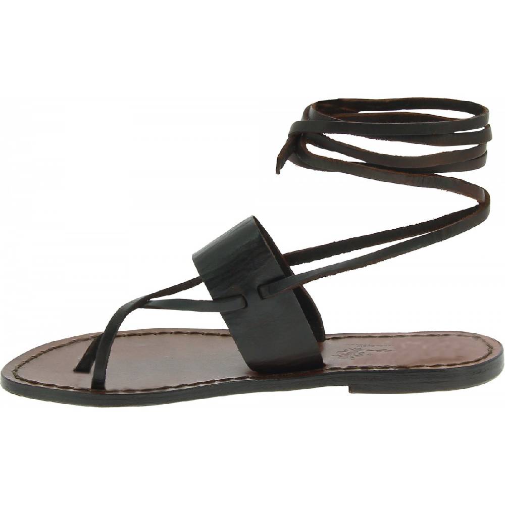 Lartigiano Del Cuoio Sandali Alla Schiava Fatti A Mano In Pelle Testa Di Moro