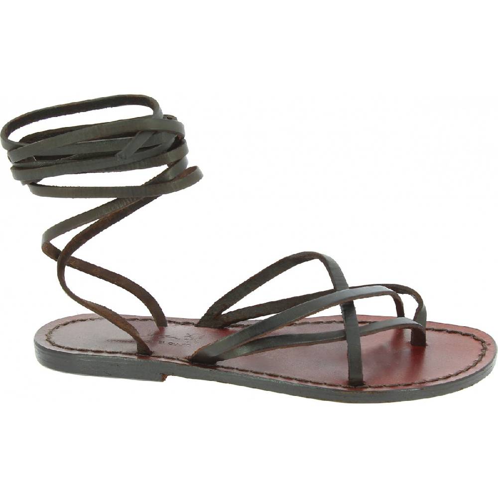 Lartigiano Del Cuoio Sandali Alla Schiava In Cuoio Artigianali Realizzati In Italia In Pelle Testa Di Moro