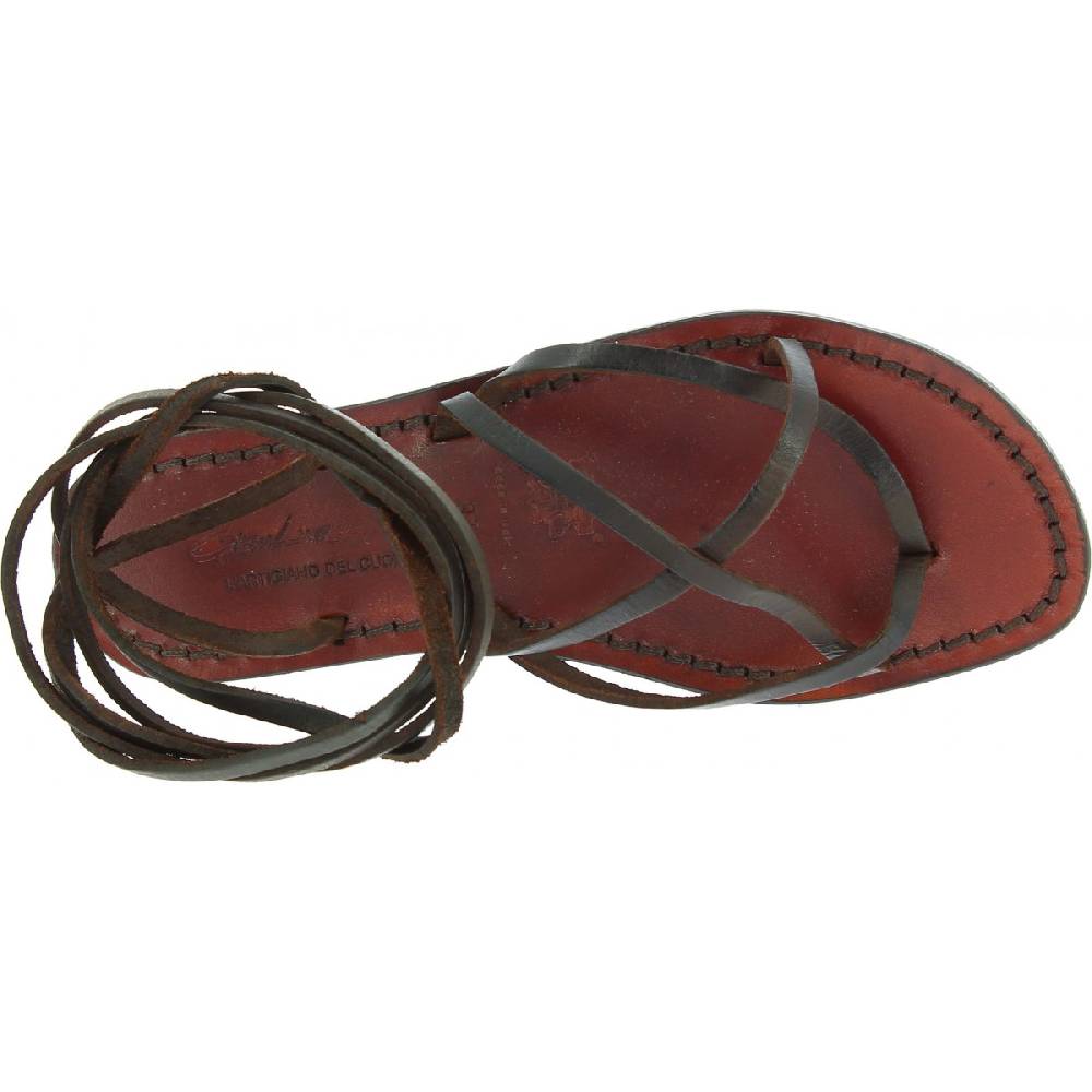 Lartigiano Del Cuoio Sandali Alla Schiava In Cuoio Artigianali Realizzati In Italia In Pelle Testa Di Moro