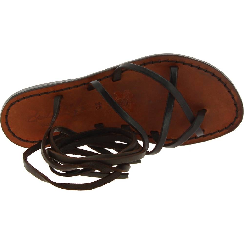 Lartigiano Del Cuoio Sandali Alla Schiava In Pelle Marrone Scuro Fatti A Mano In Italia