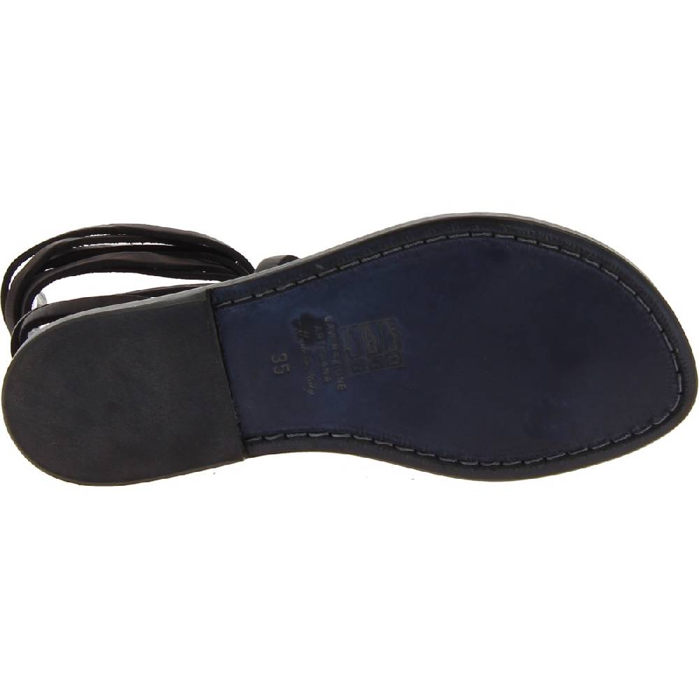 Lartigiano Del Cuoio Sandali Alla Schiava In Pelle Nera Fatti A Mano In Italia