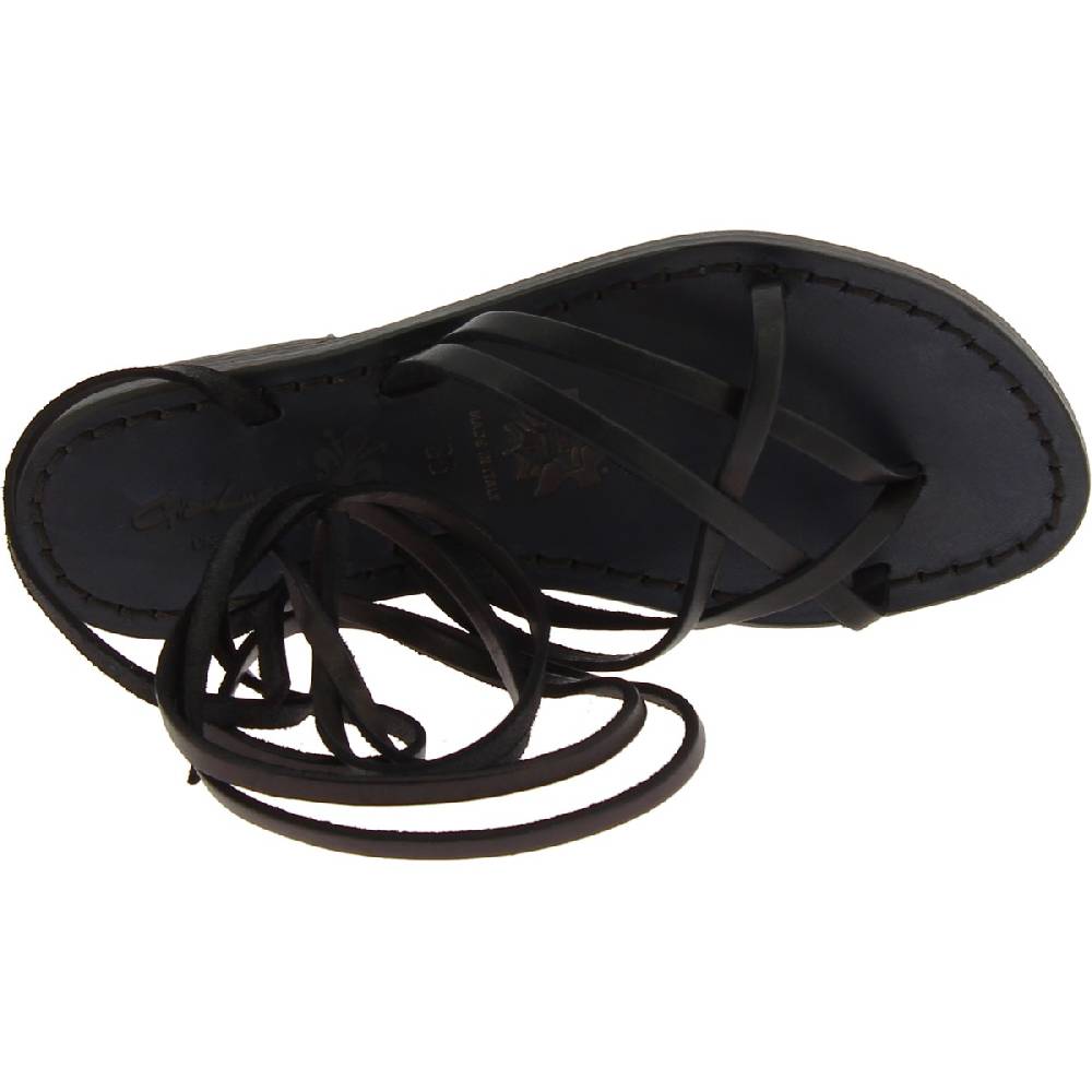 Lartigiano Del Cuoio Sandali Alla Schiava In Pelle Nero Artigianali Realizzati In Italia