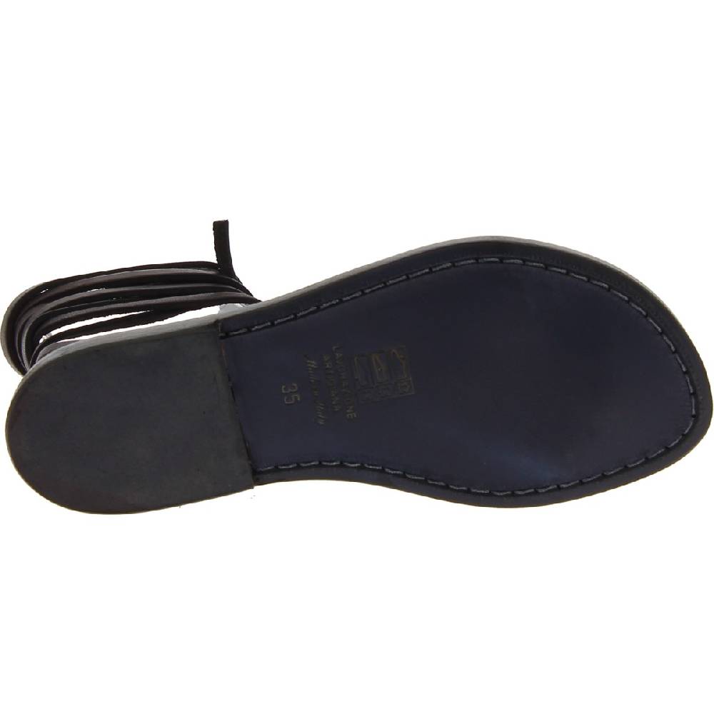 Lartigiano Del Cuoio Sandali Alla Schiava In Pelle Nero Artigianali Realizzati In Italia