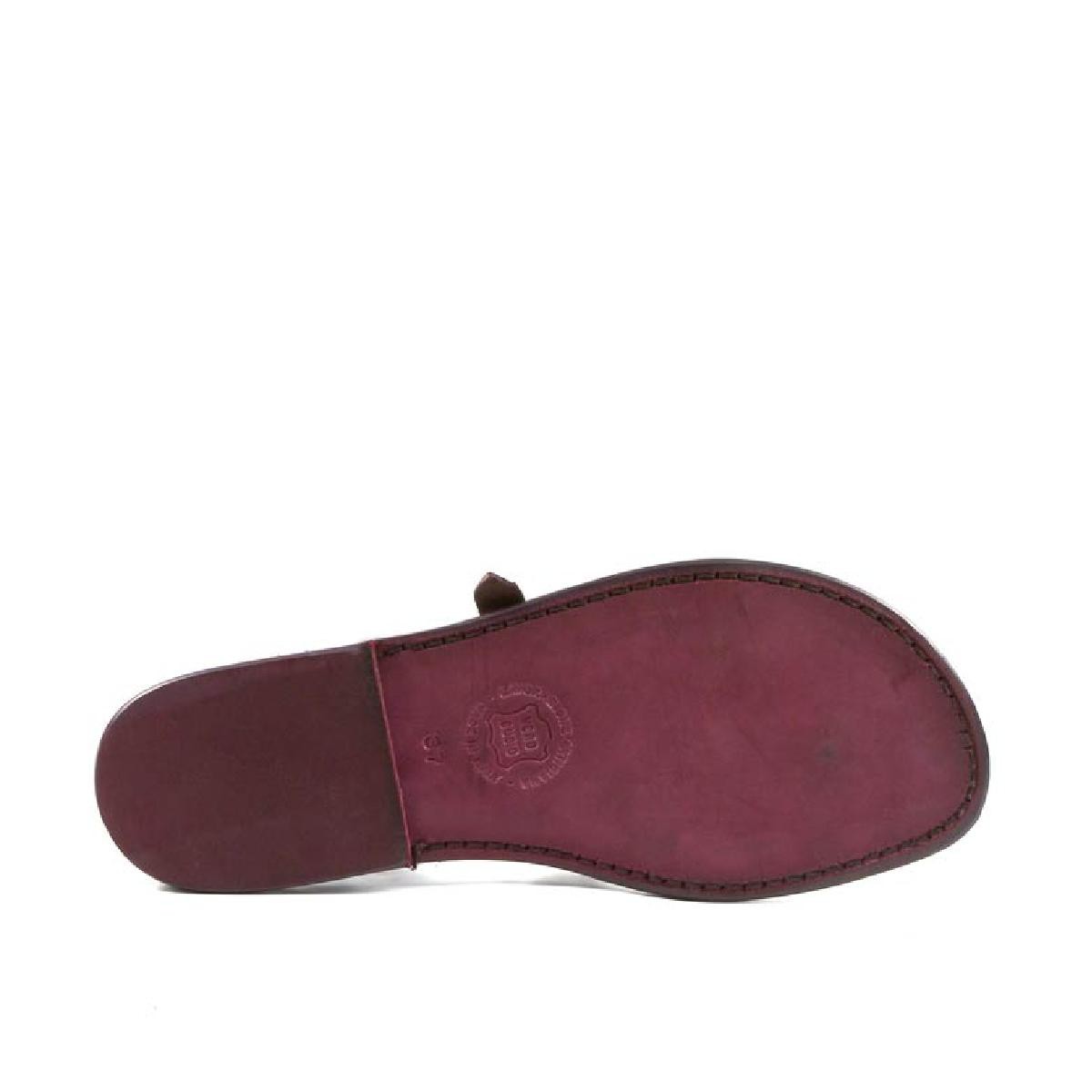 Lartigiano Del Cuoio Sandali Artigianali Cuoio Donna Fatti In Italia In Pelle Color Prugna