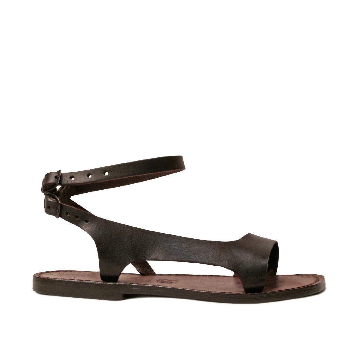 Lartigiano Del Cuoio Sandali Artigianali Da Donna In Pelle Testa Di Moro