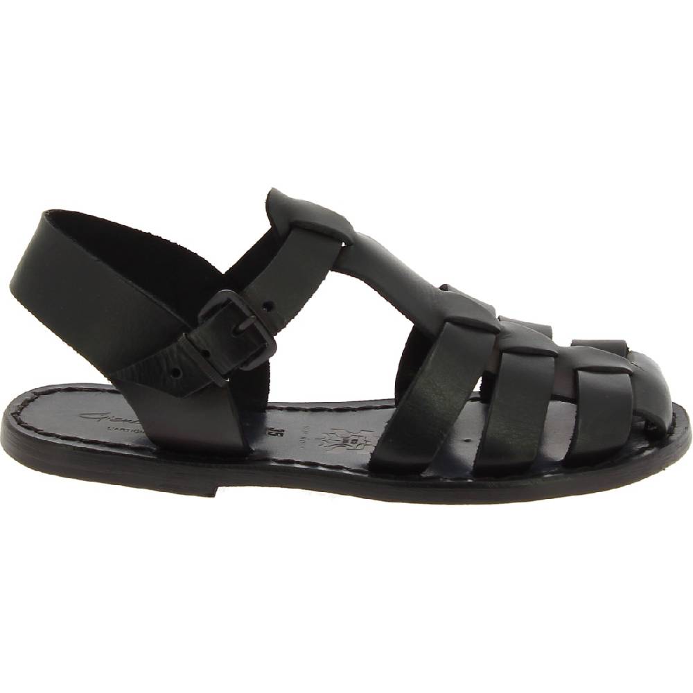 Lartigiano Del Cuoio Sandali Bassi Da Donna In Pelle Nero Fatti A Mano In Italia