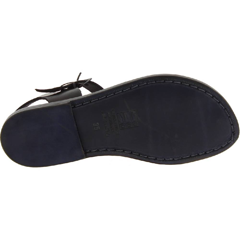 Lartigiano Del Cuoio Sandali Bassi Da Donna In Pelle Nero Fatti A Mano In Italia