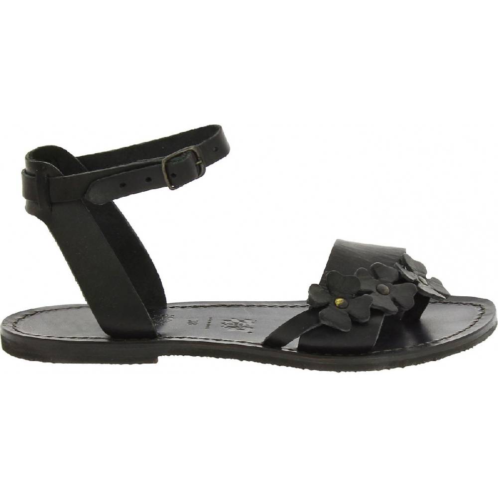 Lartigiano Del Cuoio Sandali Bassi Donna Artigianali In Pelle Color Nero