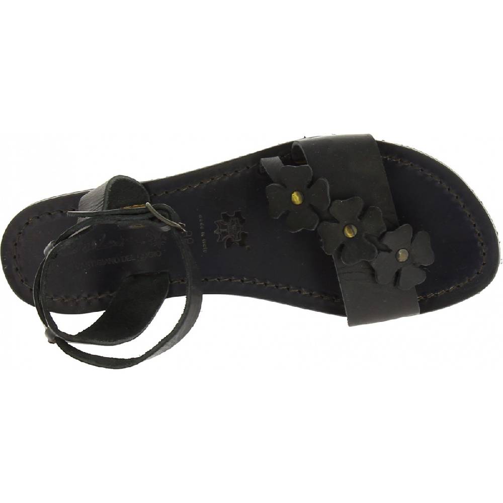 Lartigiano Del Cuoio Sandali Bassi Donna Artigianali In Pelle Color Nero
