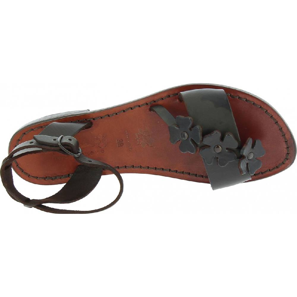 Lartigiano Del Cuoio Sandali Bassi Donna Artigianali In Pelle Color Testa Di Moro
