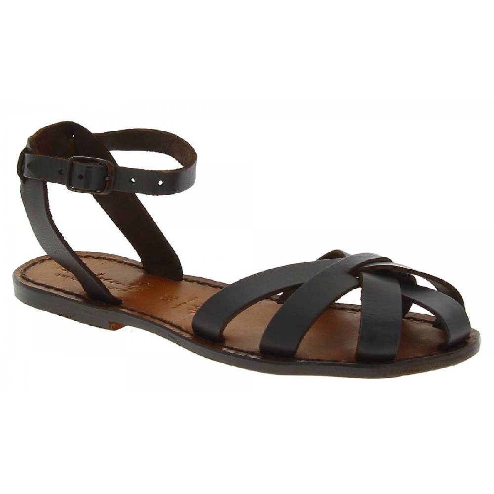 Lartigiano Del Cuoio Sandali bassi fatti a mano in Italia in pelle color testa di moro