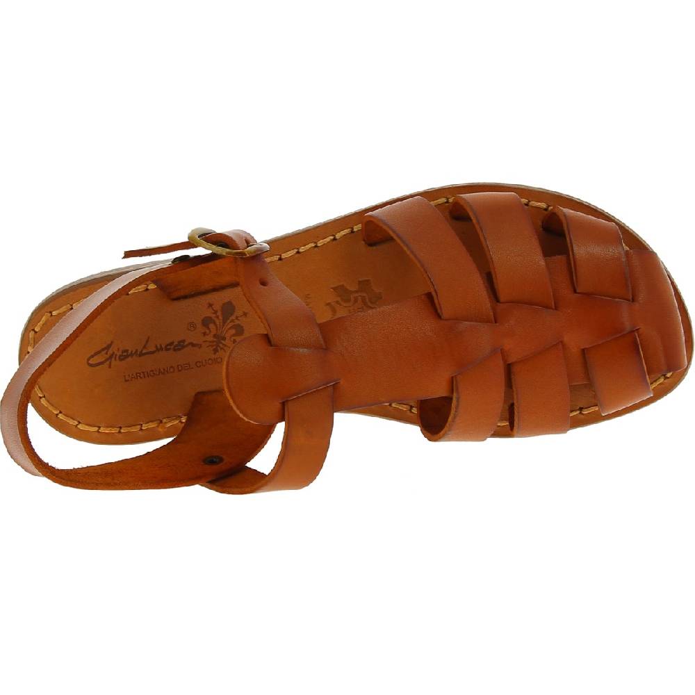 Lartigiano Del Cuoio Sandali Bassi In Pelle Color Cuoio Fatti A Mano In Italia