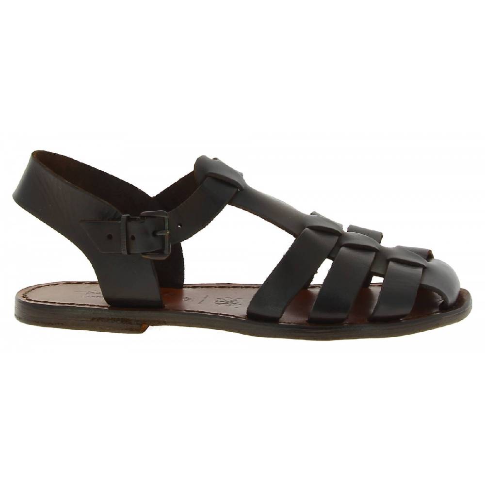 Lartigiano Del Cuoio Sandali Bassi In Pelle Color Testa Di Moro Fatti A Mano In Italia