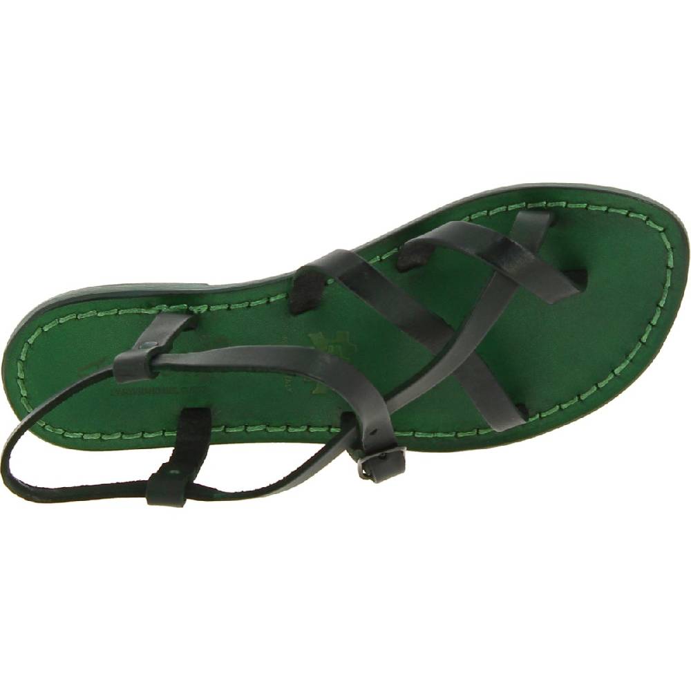 Lartigiano Del Cuoio Sandali Bassi In Pelle Verde Fatti A Mano In Italia