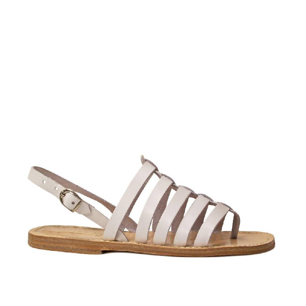 Lartigiano Del Cuoio Sandali Bianchi Infradito Alla Schiava Artigianali In Pelle