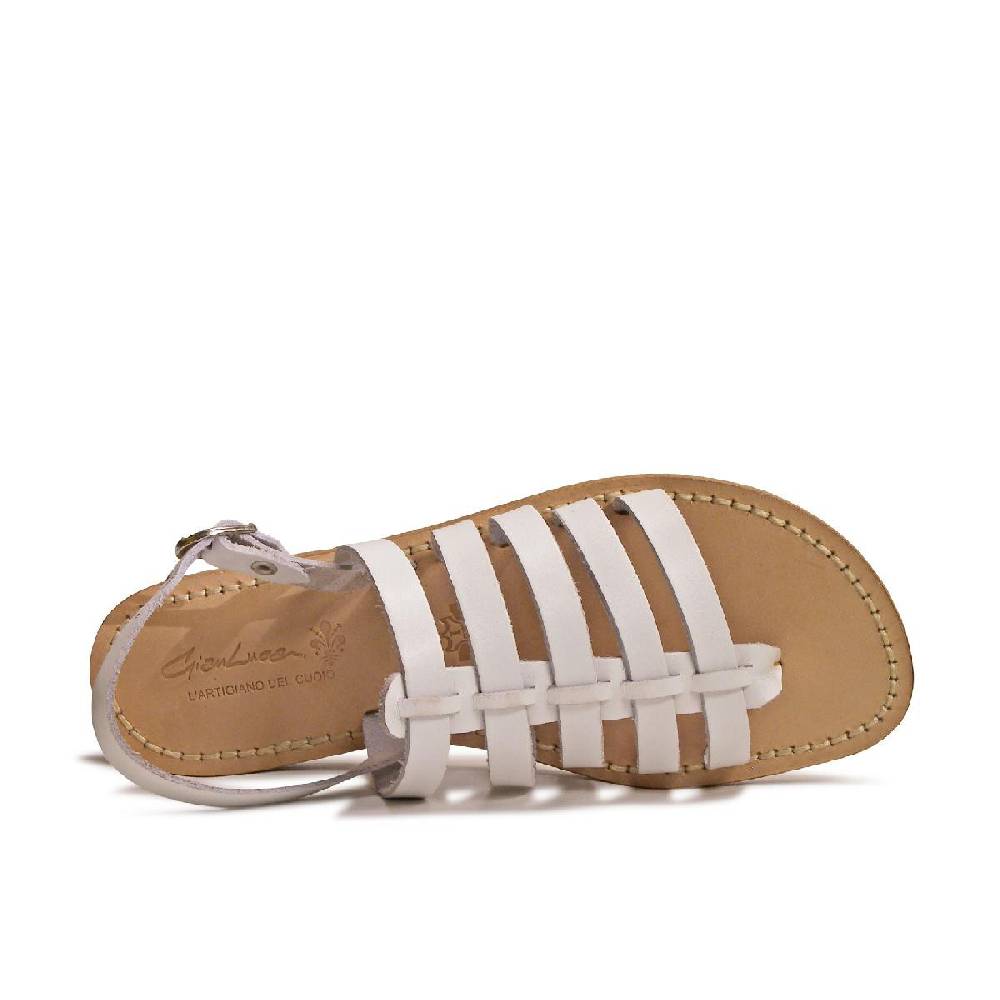 Lartigiano Del Cuoio Sandali Bianchi Infradito Alla Schiava Artigianali In Pelle