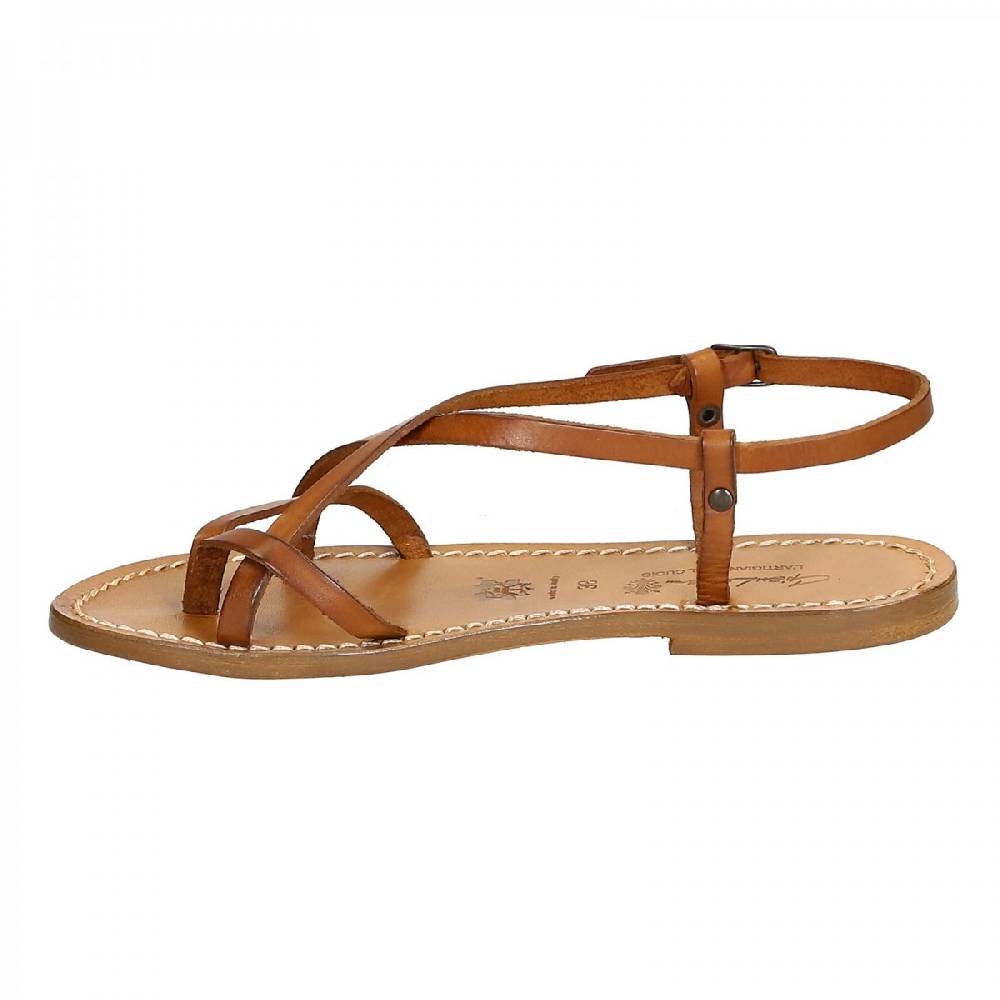 Lartigiano Del Cuoio Sandali Cuoio Artigianali Donna Fatti A Mano In Pelle Colore Cuoio Antico