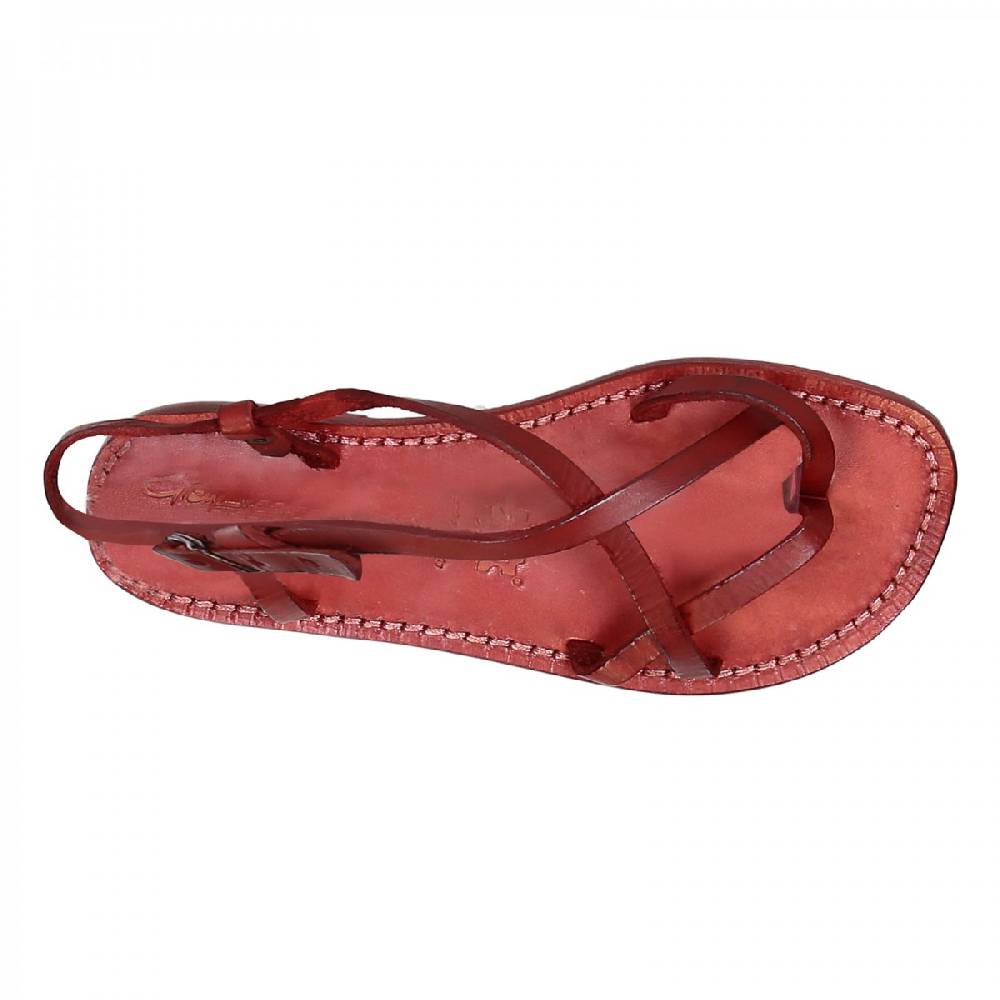Lartigiano Del Cuoio Sandali Cuoio Artigianali Donna In Pelle Rosso