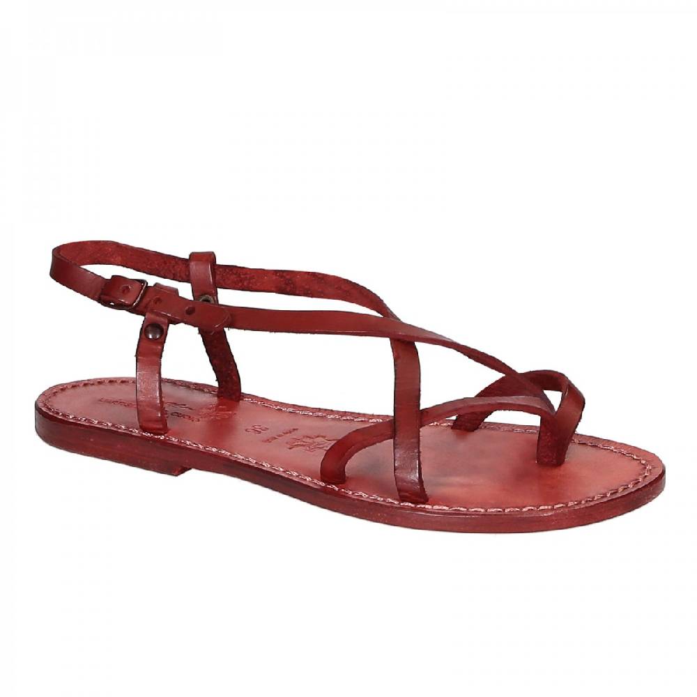 Lartigiano Del Cuoio Sandali cuoio artigianali donna in pelle rosso