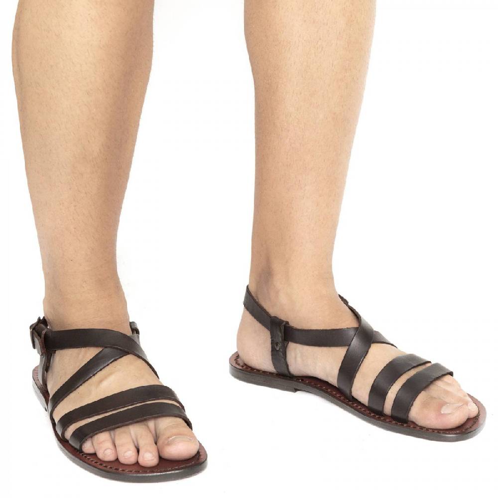 Lartigiano Del Cuoio Sandali Cuoio Uomo Fatti A Mano In Italia In Pelle Color Testa Di Moro